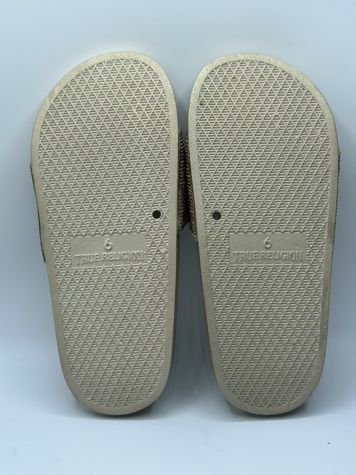 True Religion Women's Jasmine Bling Gold Black Slides Slippers Multi Size image 3