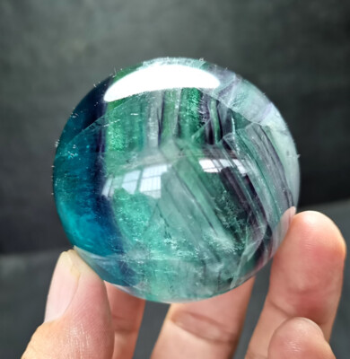 TOP 275.7 G 54mm Natural Fluorite Quartz Crystal Sphere Ball Healing W157
