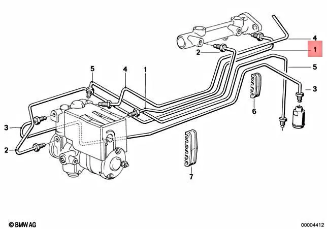 Genuine BMW 114 700 E12 E21 E23 E3 E30 Front ABS Brake Pipe OEM 