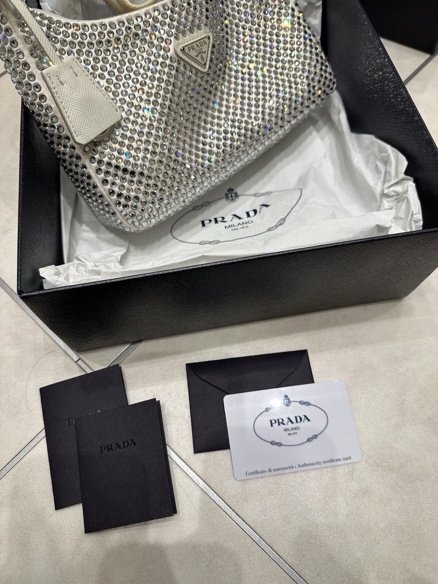 Prada Crystal Bag Re-Edition 2000 Satin White Mini Hobo Bag | eBay