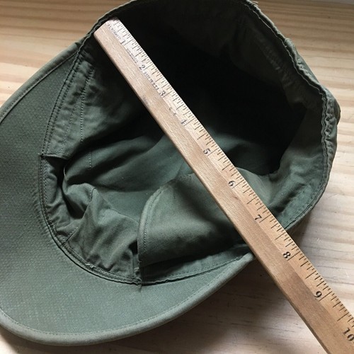 Vintage 1980s Military Army Cap Small Combat Cap w/ Flaps Green Cotton One Size - Bild 5 von 6
