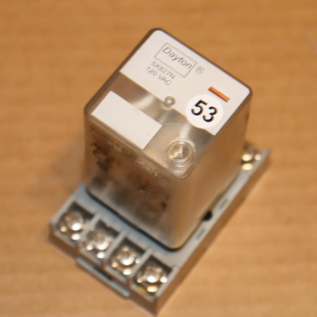 One Dayton 5X827N 120VAC Cube Relay w/Base Socket #WT53