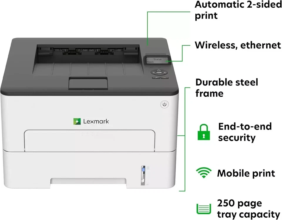 LEXMARK B2236DW DUPLEX WIRELESS COMPACT HIGH-SPEED  A4  LASER PRINTER - Image 3 of 4