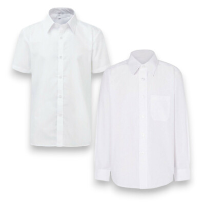 Mädchen Polycotton Schulhemd weiß kurz/langarm bügelleicht Fronttasche