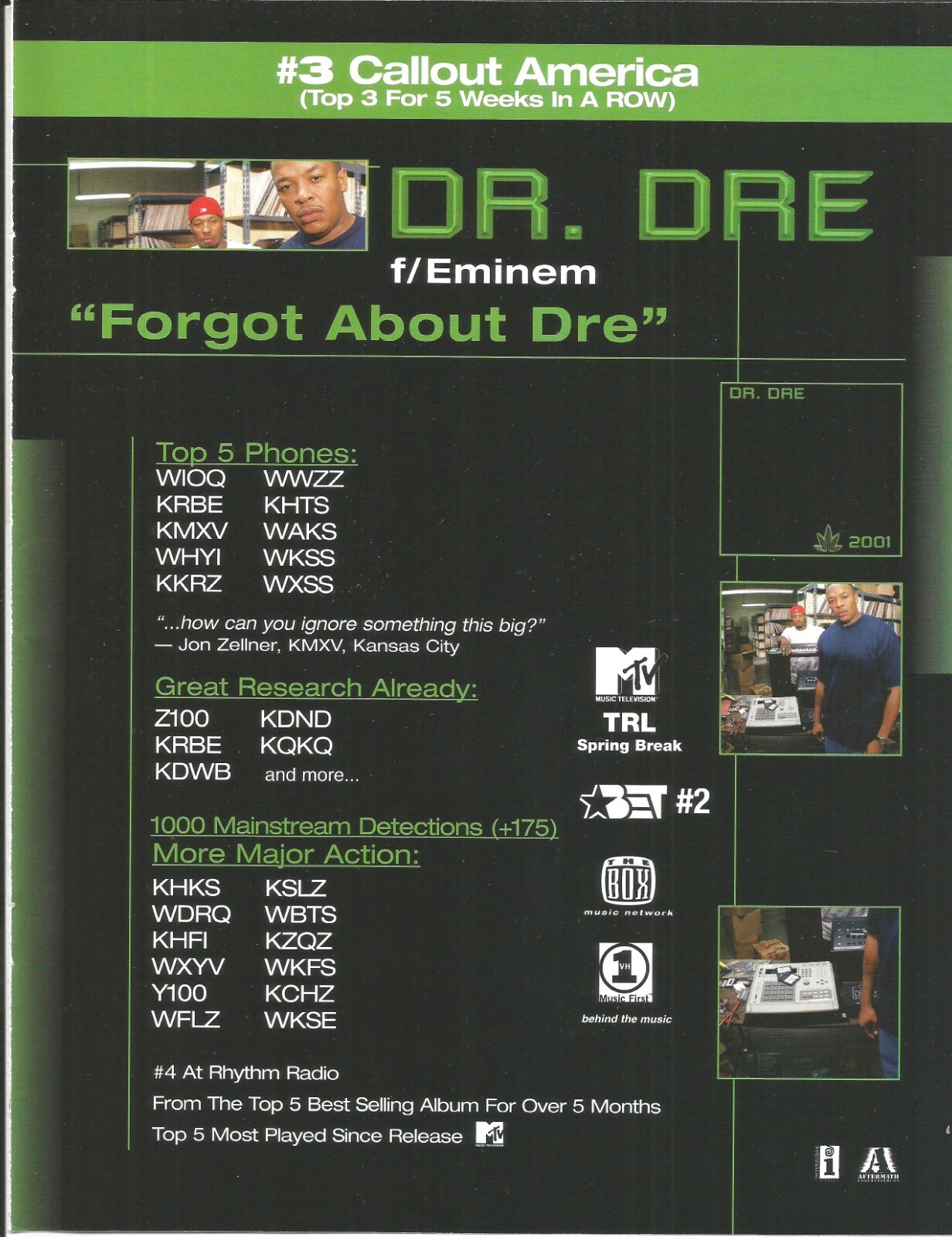 DR DRE EMINEM 2001 Vintage CD Promo Poster MINT Trade Ad Forgot 2000  