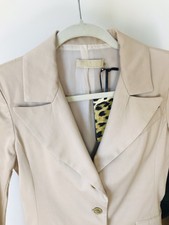 Blu Firenze Beige Cotton Stretch Blazer Jacket Made In Italy Size S
