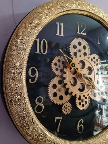 Large Wall Clock Moving Gear 16" Industrial Age Styling, Modern Rustic, Quartz - Picture 7 of 7