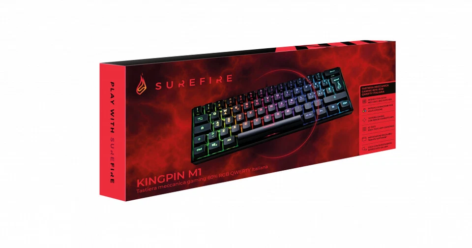 Kit Tastiera Gaming USB QWERTY Italiano Nero - 48716 60 MECHANICAL RGB Verbatim - Immagine 2 di 2