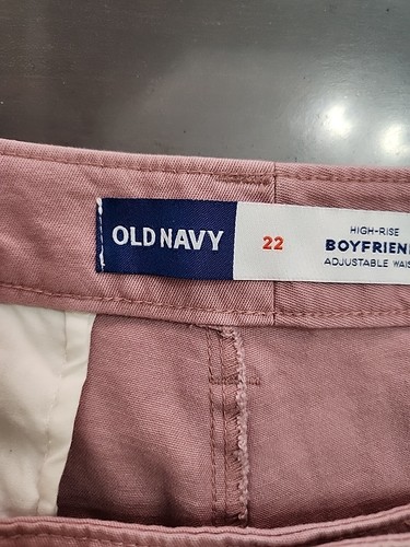 Old Navy High Rise Boyfriend Chino Ankle Pants Womens 22 Rose Adj Waist NEW - Picture 4 of 8