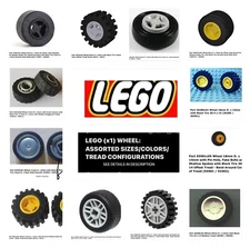 LEGO (x1) WHEEL : Assorted Sizes Colors Treads (See Description Below)