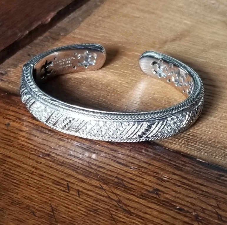 QVC Judith Ripka Sterling silver diamonique cuff bangle bracelet