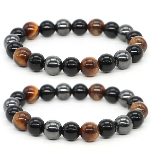 3Pcs Wholesale Triple Protection Gemstone Bracelet Set Healing Crystal Bracelets - Picture 7 of 10