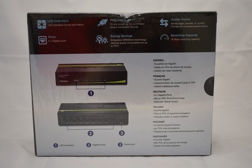 TRENDnet 8-Port Unmanaged Gigabit GREENnet Desktop Metal Switch, Fanless, 16Gbps - Picture 2 of 6
