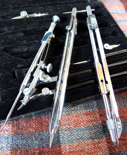 Vintage 1960s BOFA Shanghai, Chrome-plated Tech. Drawing Compass Set & Hard Case - Picture 9 of 10