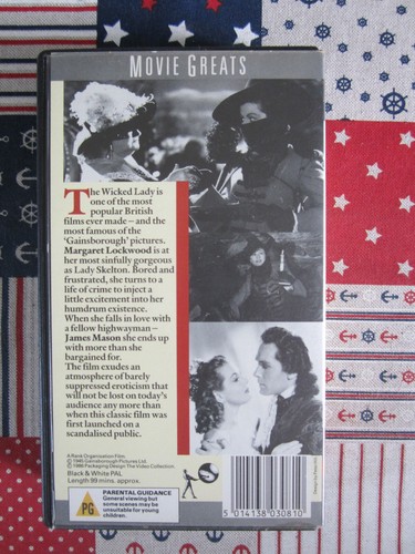 THE WICKED LADY 1945 FILM STARRING MARGARET LOCKWOOD & JAMES MASON 1986 VHS TAPE - Picture 3 of 4