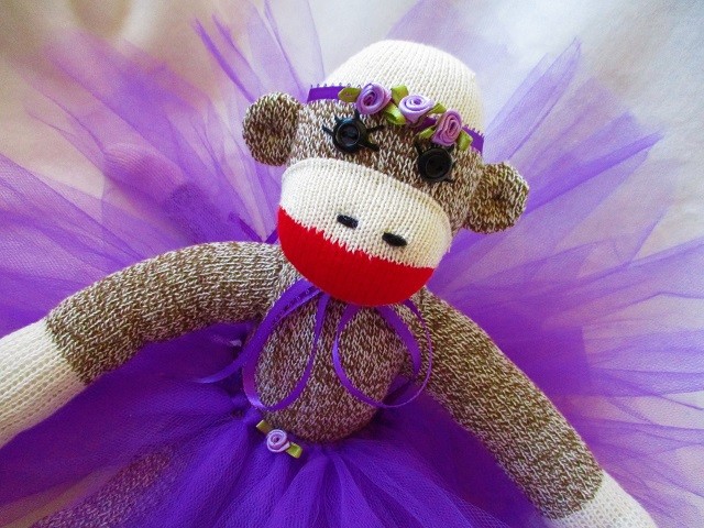 Sock Monkey Ballerina Doll by Starlight Sock Monkeys  Handmade
