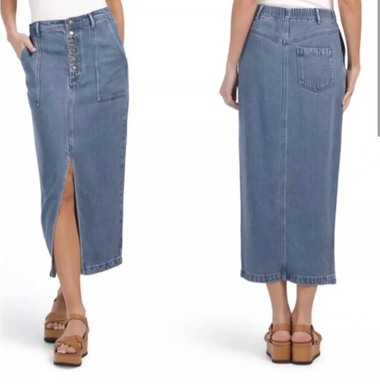 Denim Maxi Skirt YFB Young Fabulous & Broke Size Medium Modal Super Soft NWT-image
