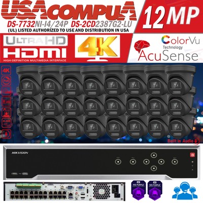 hik original 32CH PoE Security IP Camera System 24POE DS-2CD2387G2-LU Black Lot