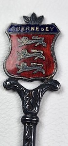 Vintage Souvenir Spoon US Collectible EPNS 5" Orig. Package Guernsey ERROR?
