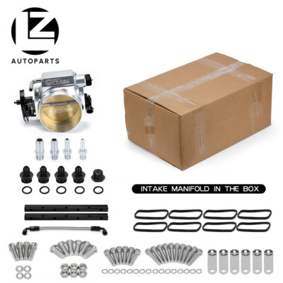 For LS1 LS2 LS6 92mm Intake Manifold High Profile Fuel Rail Throttle Body Silver