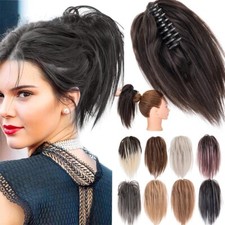 Messy Bun Claw Clip in Ponytail Hair Extensions Curly Scrunchie Updo Chignon US