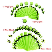 36PCS Green Acrylic Stretching Kit Ear Gauges Taper Expander Piercing Jewelry
