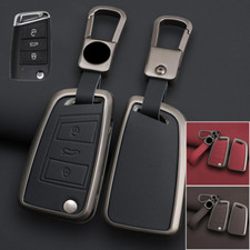 Alloy Leather Car Key Fob Case Cover For Vw Golf Polo Tiguan Skoda Seat Leon Mk7 Alloy Leather Car Key Fob Case Cover For Vw Golf Polo Tiguan Skoda Seat Leon Mk7