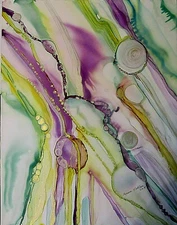 Original Painting 11x14" gold purple yellow green abstract by Lynne Kohler