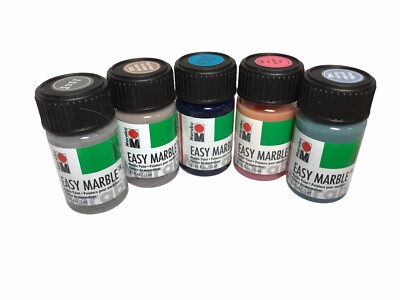 Marabu EasyMarble Paint Multi-Color 5 pk-Grey/Rose Taupe/Turquoise/Pink/GreyBlue