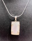Sterling Silver Mother Of Pearl Rectangle Pendant Necklace 16”