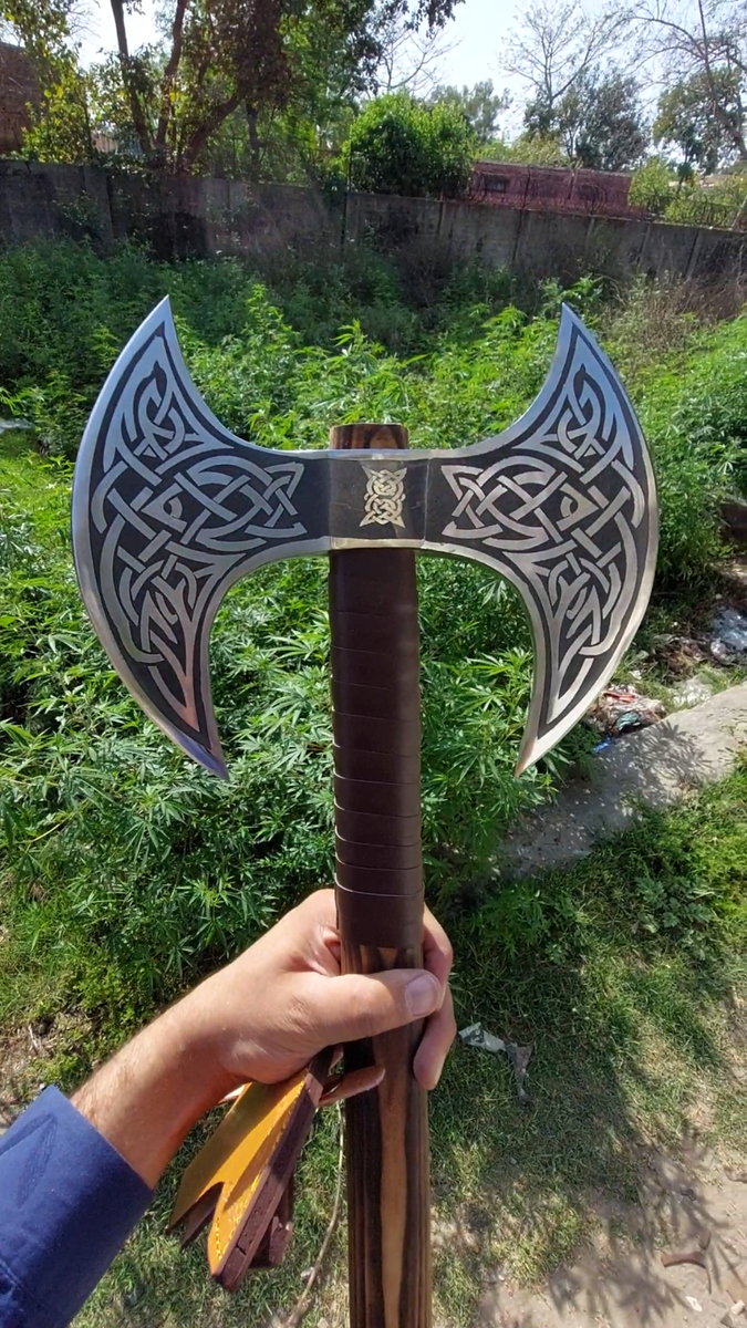 Double Headed Viking Axe, Battle Axe, Hand Forged Steel Double Headed Viking Axe, Battle Axe, Hand Forged Steel