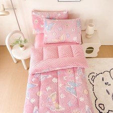 Zipper Bedding for Girls,Glow in The Dark Plush Twin-3pcs 39"  75" Butterfly
