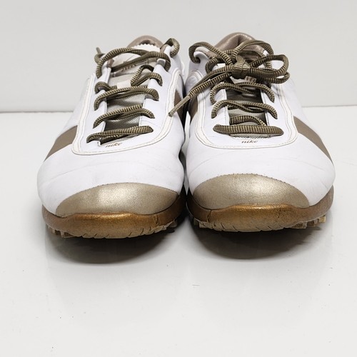 Nike Womens Air Tac White Gold 335944-101 Soft Spike Golf Shoes Size 10 PLS READ - Picture 4 of 12