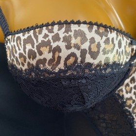 Ann Summers Underwired Suspender Basque Animal Print, Black Mesh & Lace UK 14-16