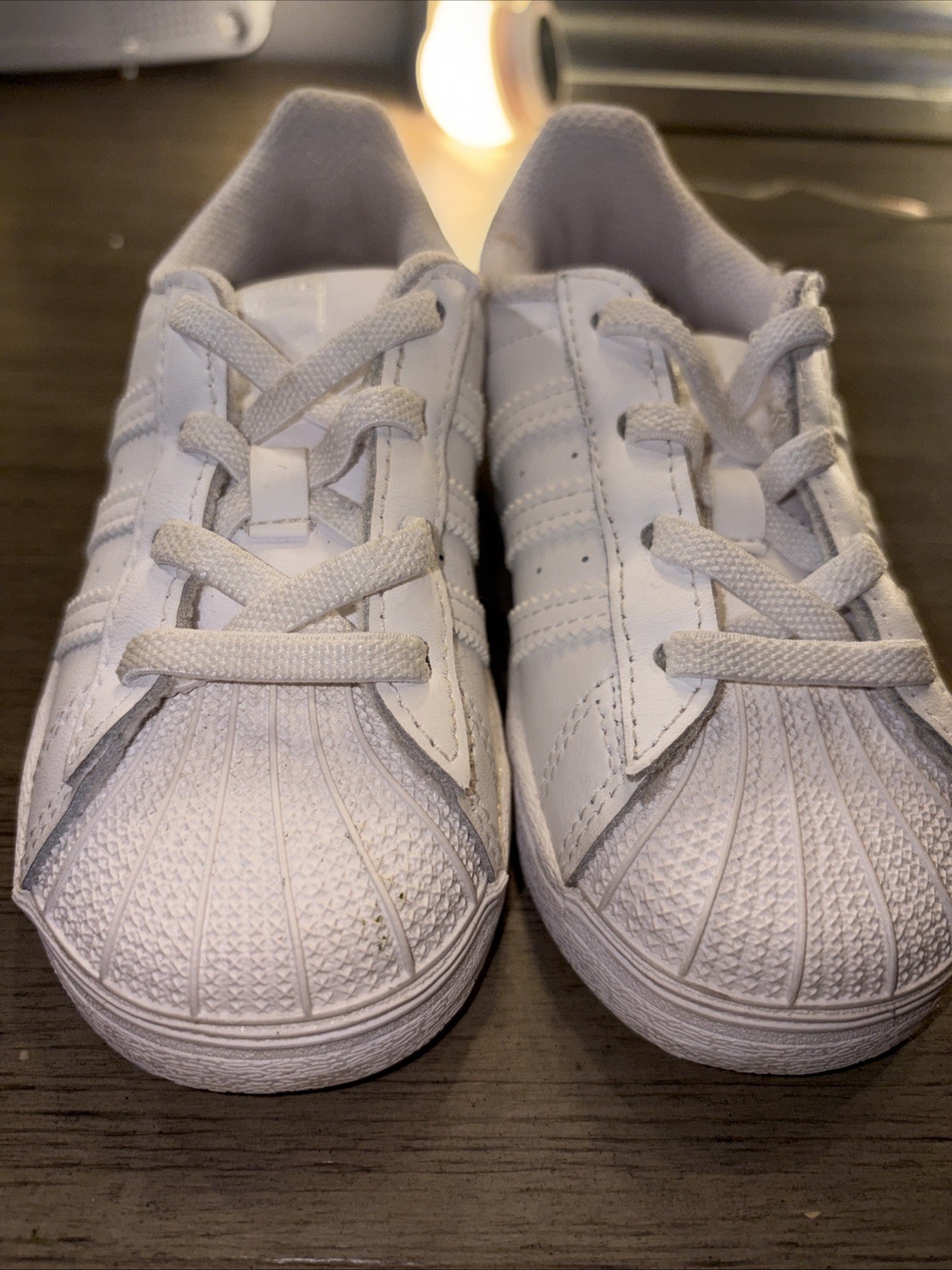 Size 8k- adidas Superstar Low White Core Black Toddler Size
