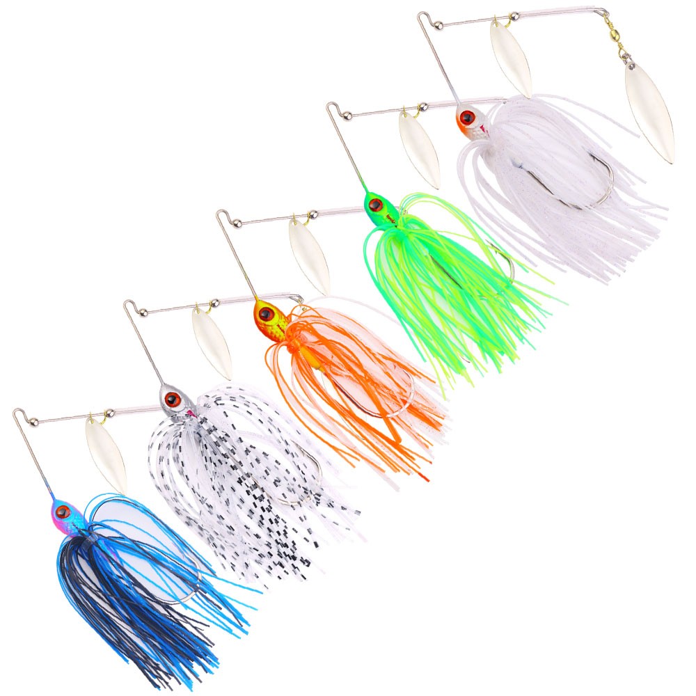 5PCS/Set Spinnerbait Fishing Lure Buzzbait 16.5g Blade Skirted Bait Spoon Tackle - Image 3