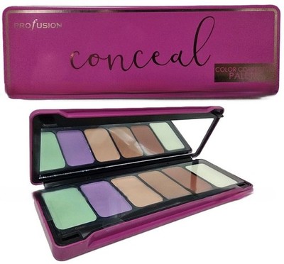 Profusion Tin Conceal Color Corrector Palette 5 Colors, Sponge And Mirror