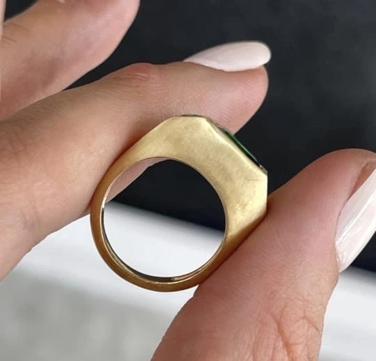 Anillo Esmeralda Zambia Natural 18k Oro Amarillo Sólido 18k Anillo Esmeralda Anillo Oro Foto 4 de 4