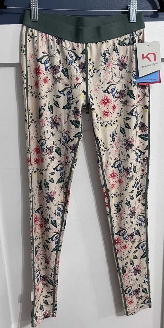 Kari Traa Fryd Leggings Base Layer Active Pants Womens Small Bjerk Floral NWT