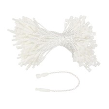 100 Set Cotton Hang Tag String Snap Lock Pins Loop Price Tag Ties White 3.2"