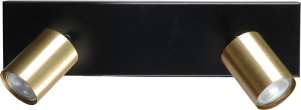 Deckenleuchte Deckenstrahler Metall 40 Cm Lang 2-Flammig Schwarz Gold GU10-image