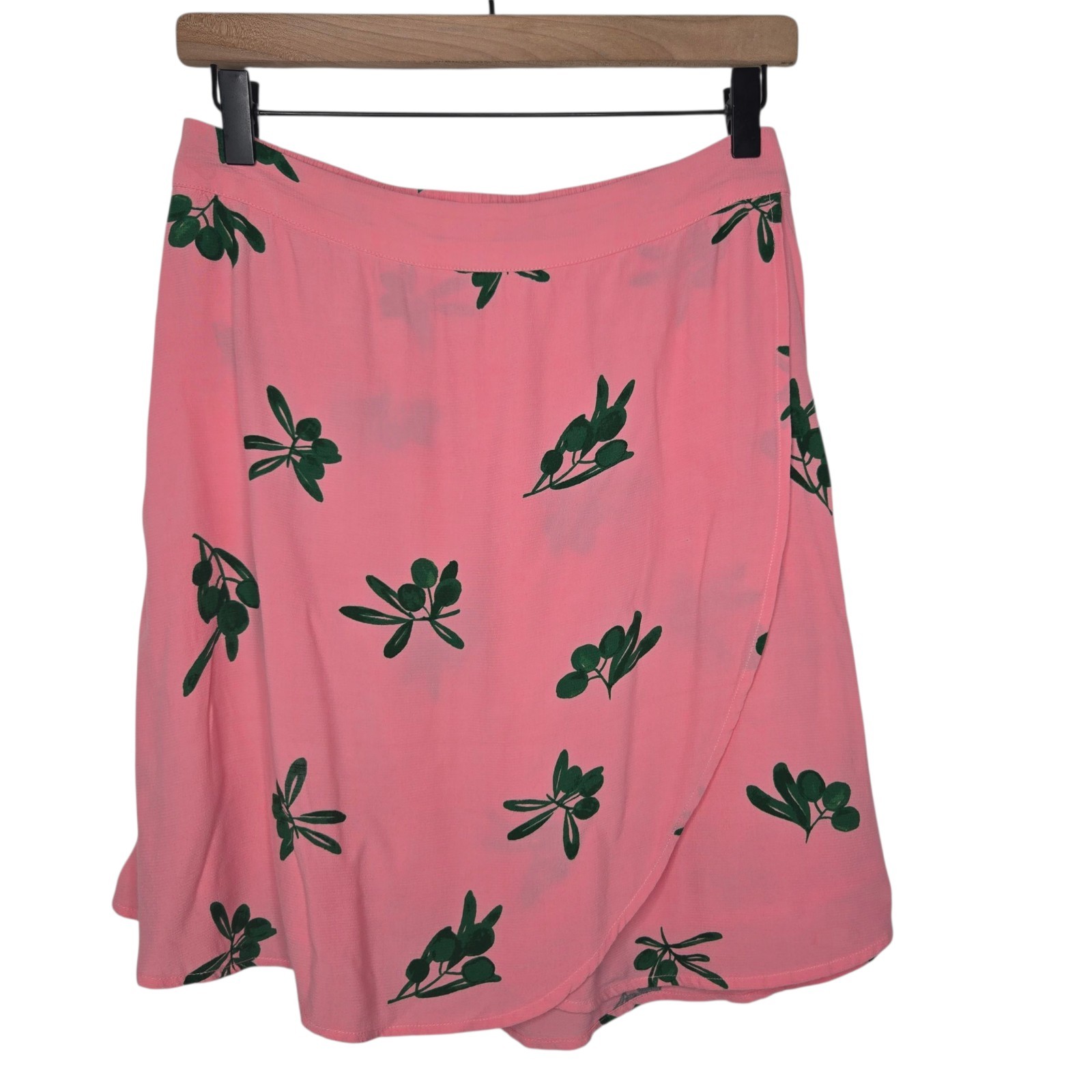 Fabienne Chapot Womens Pink Cherry Print Eyeland Wrap Skirt Size Small
