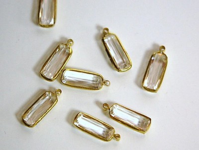 1 Loop Vintage Rectangle Clear Acrylic Faceted Channel Set Charms chr159B