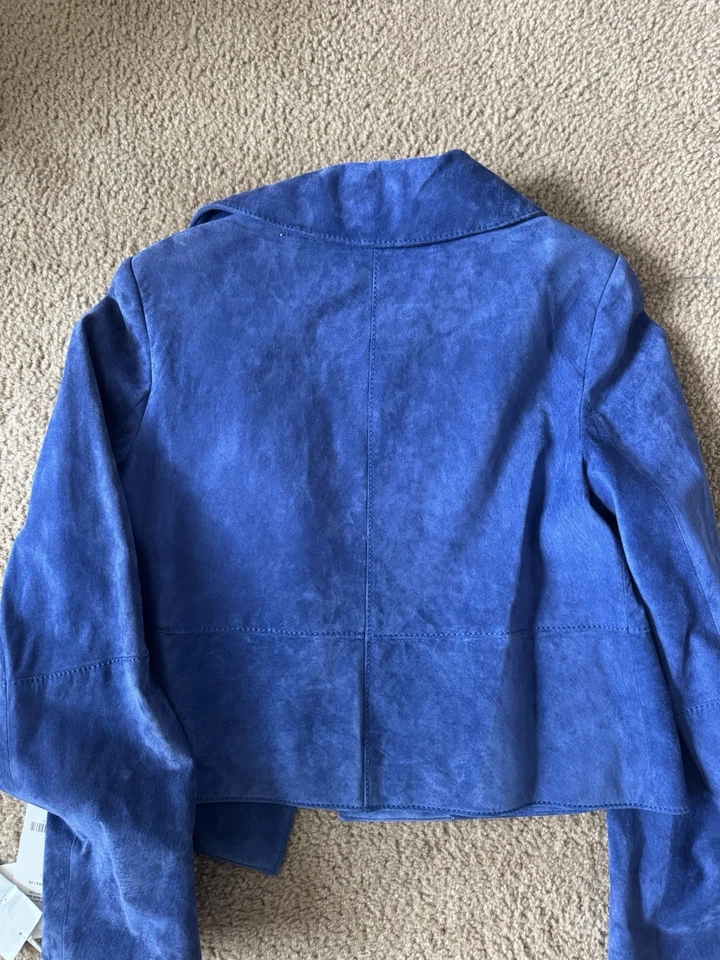 Chaqueta de cuero azul Worth para mujer talla S Foto 4 de 4
