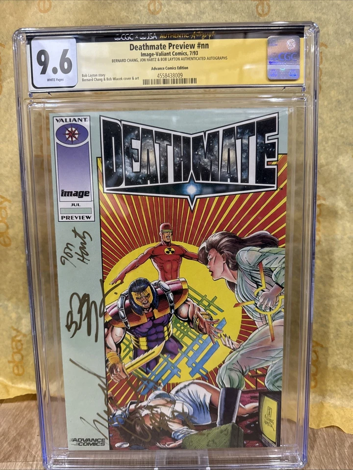 Image Deathmate Preview Green #nn Advance Comic Ss CGC 9.6 1993 Graded Signed 3x - Image 2 of 4