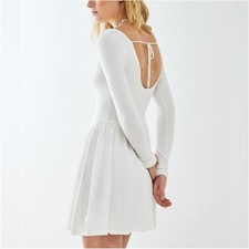 Urban Outfitters UO Tara Long Sleeve Dropped-Waist Mini Dress NWT Size Large