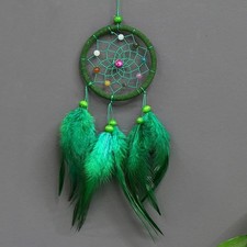 Green Small Dream Catcher with Feathers Wall Hanging Ornament Indian Style De...