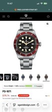 PAGANI DESIGN PD-1671 Automatic Watch NH35A Black Dial Maroon Bezel in Box