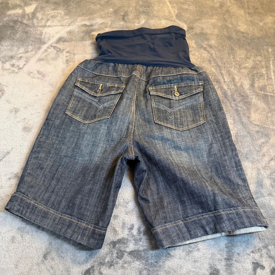 Pantalones Cortos de Jean American Star Maternity Denim Sobre Panel Vientre Culottes Para Mujer M Foto 3 de 4