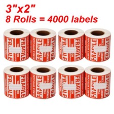 8 Rolls 2x3 FRAGILE Stickers 500/Roll Handle With Care Thank you Shipping Labels